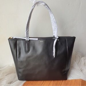 Fossil Sydney Black Leather Tote